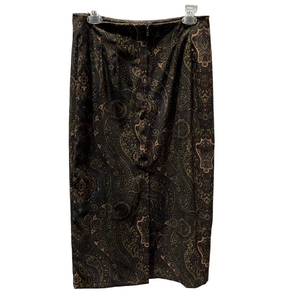 Women's Briggs Petite Maxi Skirt Size 10P  Brown/Green/Blue Paisley Like pattern